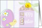 happy easter chick egg daffodil pastel card