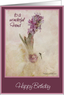 To a wonderful Friend, Happy Birthday, Purple Hyacinth card