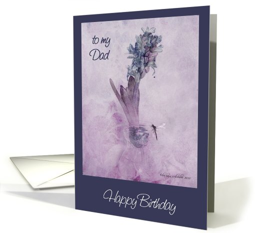 to my dad happy birthday purple hyacinth in glass vase... (574151)