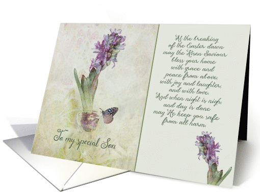 To my special Son, Easter blessings, Hyacinth and Irish Blessing card
