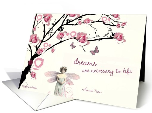 dreams are necessary to life rose tree butterfly card (581982)