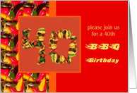 40th BBQ birthday meat skewers card