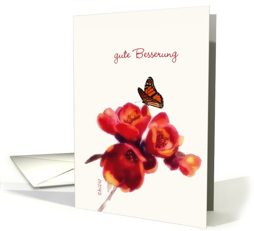 gute Besserung German get well soon spring flower butterfly card