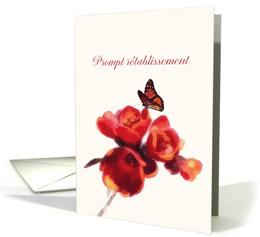 Prompt Rtablissement, Get well soon in French, Flower, Butterfly card