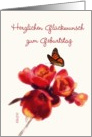 herzlichen Glckwunsch zum Geburtstag German happy birthday card spring flower butterfly card