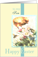 to my son happy easter chick flowers egg bee card