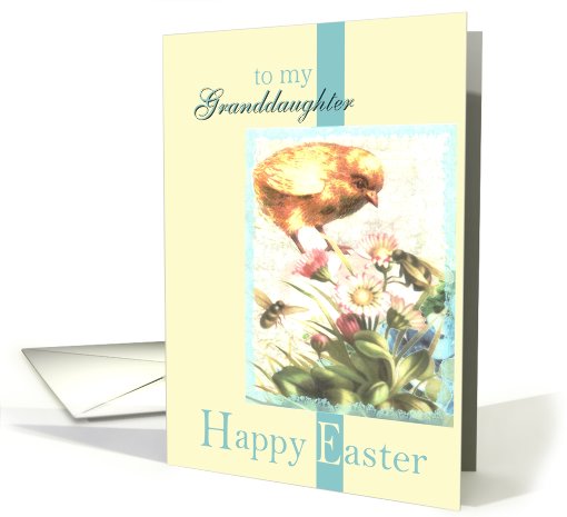 to my granddaughter happy easter chick flowers egg bee card (597714)
