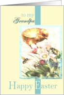 to my grandpa happy easter chick flowers egg bee card