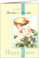 to my grandparents happy easter chick flowers egg bee card