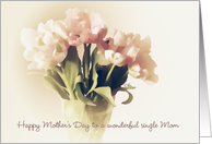 single mom happy mother’s day soft pale tulips floral still life card