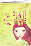 mein Heim ist meine Burg, german my home is my castle, illustration card