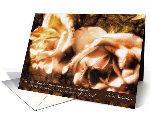 sympathy, condolences, cream roses love left behind card (613551)