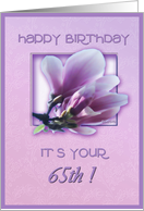 65th happy birthday magnolia tulip tree flower card