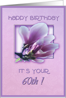 60th happy birthday magnolia tulip tree flower card