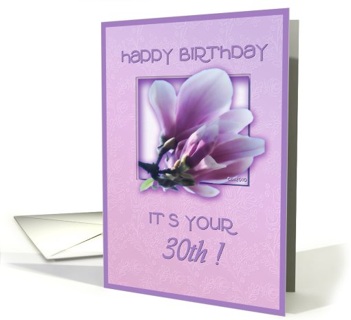 30th happy birthday magnolia tulip tree flower card (615889)