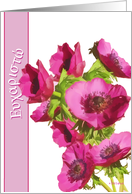 Ευχαριστώ efharisto greek thank you pink anemones flowers card