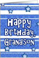 happy birthday grandson stars stripes blue damask card