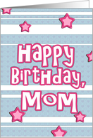 happy birthday mom hearts stars stripes green pink card