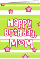 happy birthday mom stars stripes green pink card