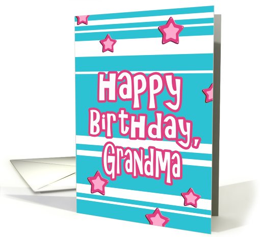 happy birthday grandma pink turquoise  stars stripes card (625961)