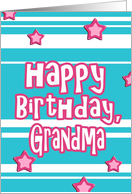 happy birthday grandma pink turquoise stars stripes card