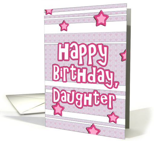happy birthday daughter pink purple heart  stars stripes card (625973)