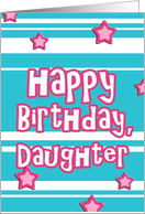 happy birthday daughter pink turquoise stars stripes card