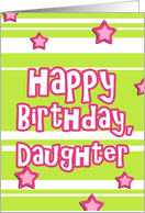 happy birthday daughter pink green stars stripes card
