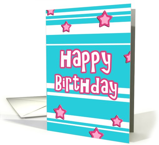 happy birthday stars stripes turquoise card (628357)