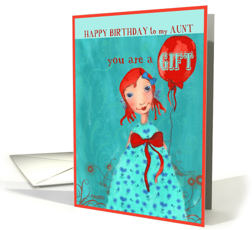 Christian Happy Birthday to my Aunt, Cute Girl with Balloon card