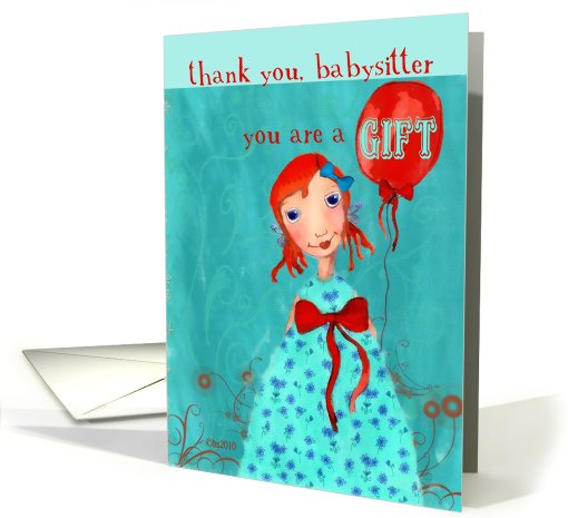 thank you babysitter you are a gift cute girl with balloon... (628857)