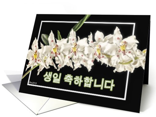 saeng-il chukha-hamnida korean happy birthday orchid flower card