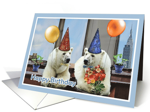 Happy Birthday, Polar Bears with Balloons card (629642)