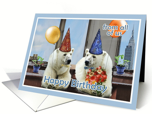 happy birthday from all of us, office, polar bears card (629652)