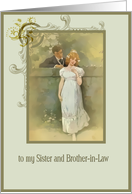 sister and brother in law christian wedding anniversary, vintage couple card