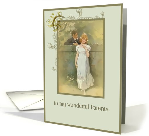 mom and dad christian wedding anniversary, vintage couple card