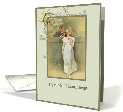 happy anniversary grandparents  nostalgia vintage wedding card