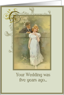 happy 5th anniversary nostalgia vintage wedding card