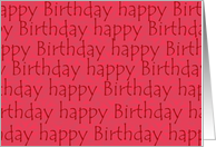 happy birthday in red letters, business card