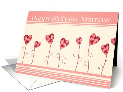 happy birthday mamaw grandma hearts and roses card (639979)