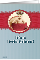 little prince, new baby boy birth announcement card