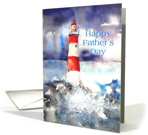 happy father's day lighthouse watercolor painting card (646310)