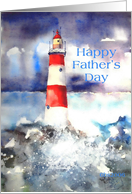 happy father’s day lighthouse watercolor painting card
