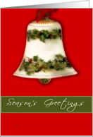 Business seasons greetings, christmas bell red green card