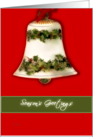 season’s greetings, red & green bell card