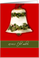 across the miles, christmas card bell red green card
