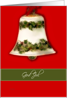 god jul norwegian christmas card bell red green card