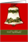 mele Kalikimaka hawaiian christmas card bell red green card