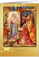 Hyv Joulua finnish merry christmas card nativity & wise men card