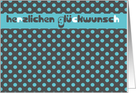 herzlichen Glckwunsch zum Geburtstag German happy birthday card polka dots turquoise card